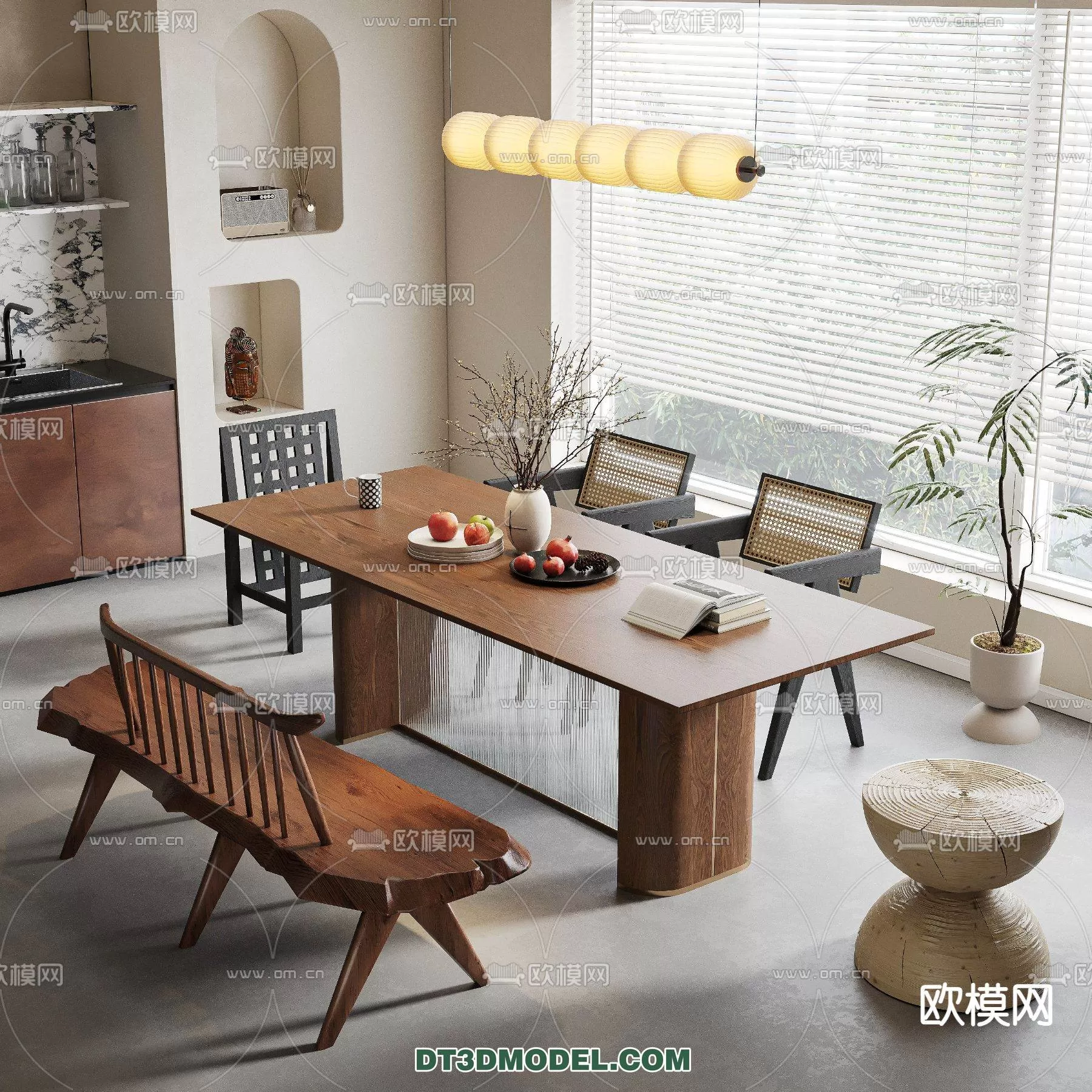 WABI SABI STYLE 3D MODELS – DINING TABLE – 0141