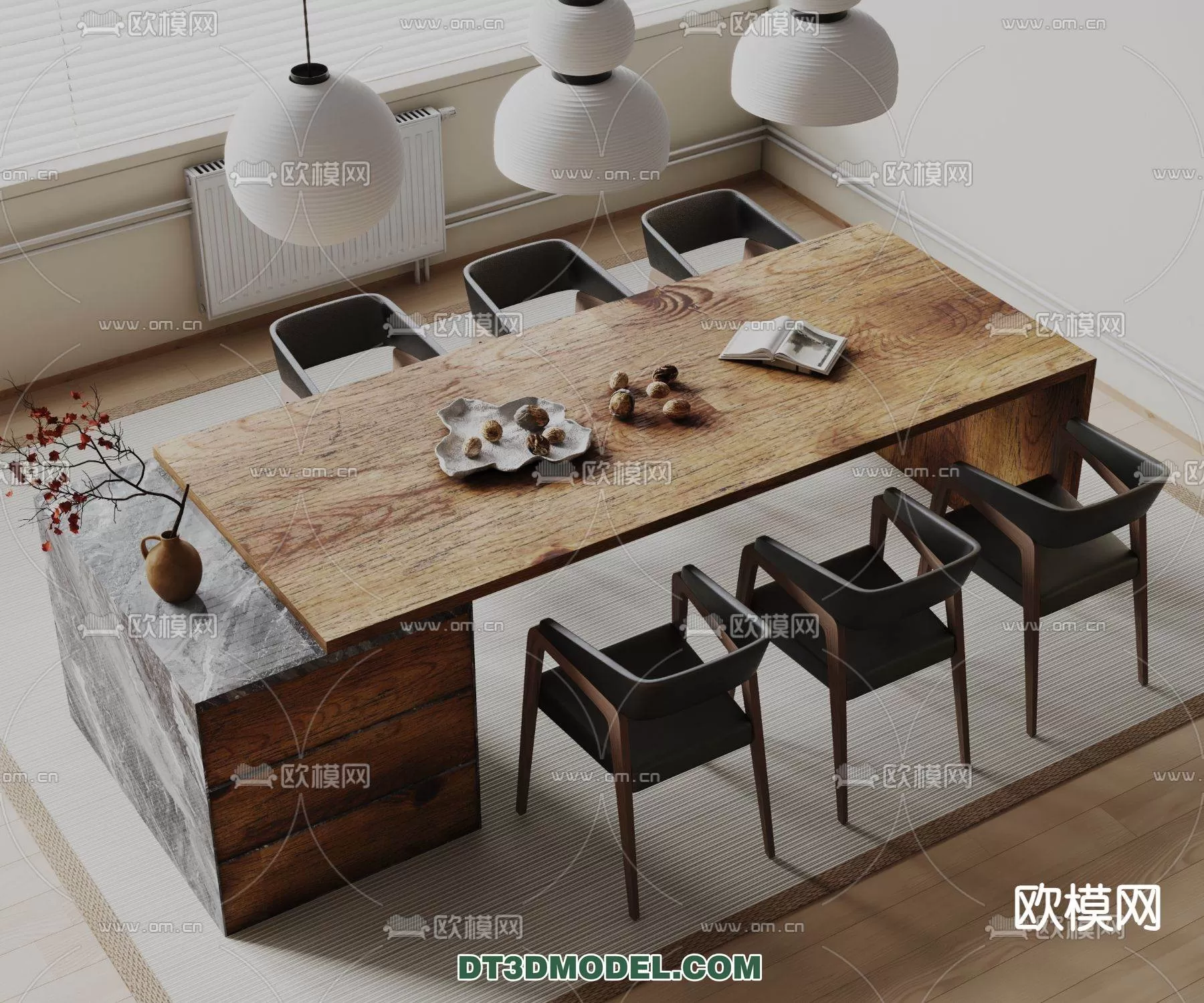 WABI SABI STYLE 3D MODELS – DINING TABLE – 0144