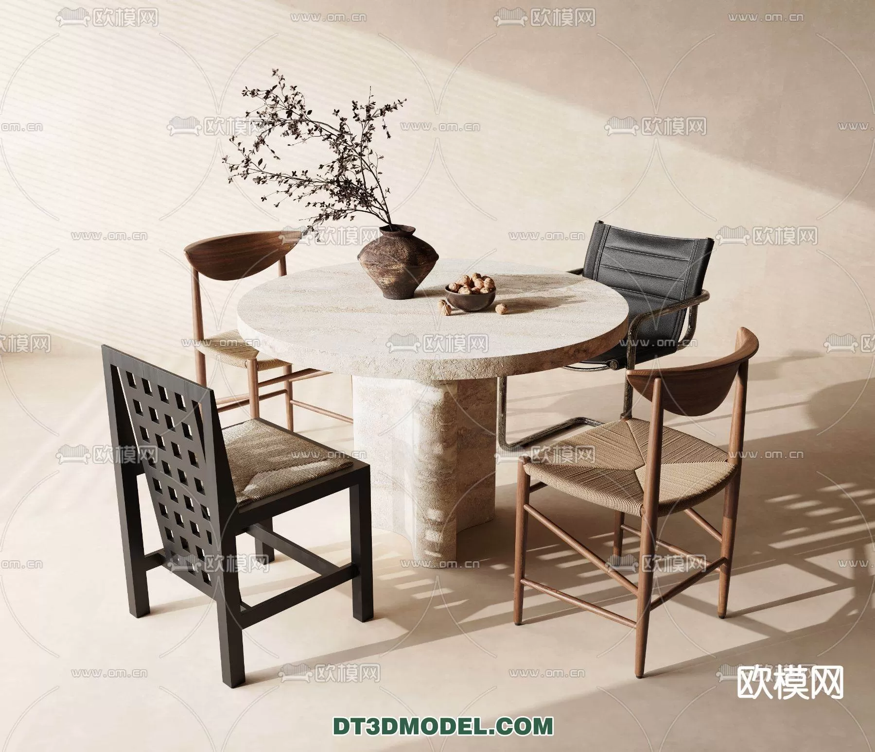 WABI SABI STYLE 3D MODELS – DINING TABLE – 0146