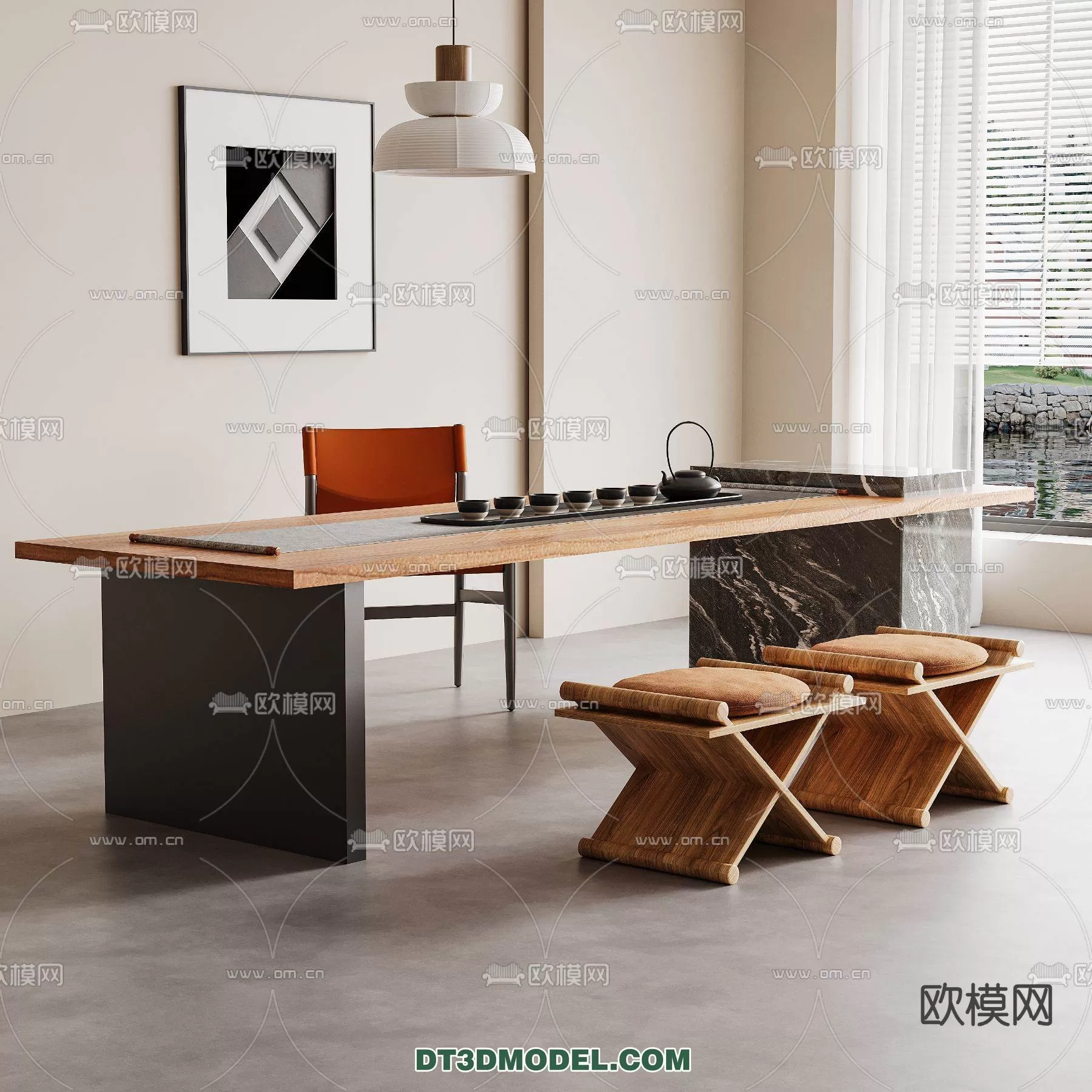 WABI SABI STYLE 3D MODELS – DINING TABLE – 0147