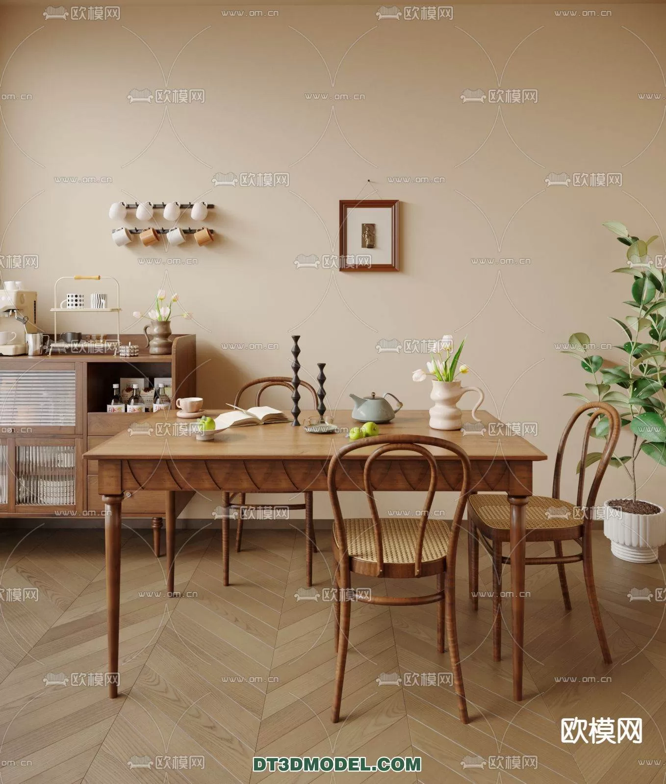 WABI SABI STYLE 3D MODELS – DINING TABLE – 0154