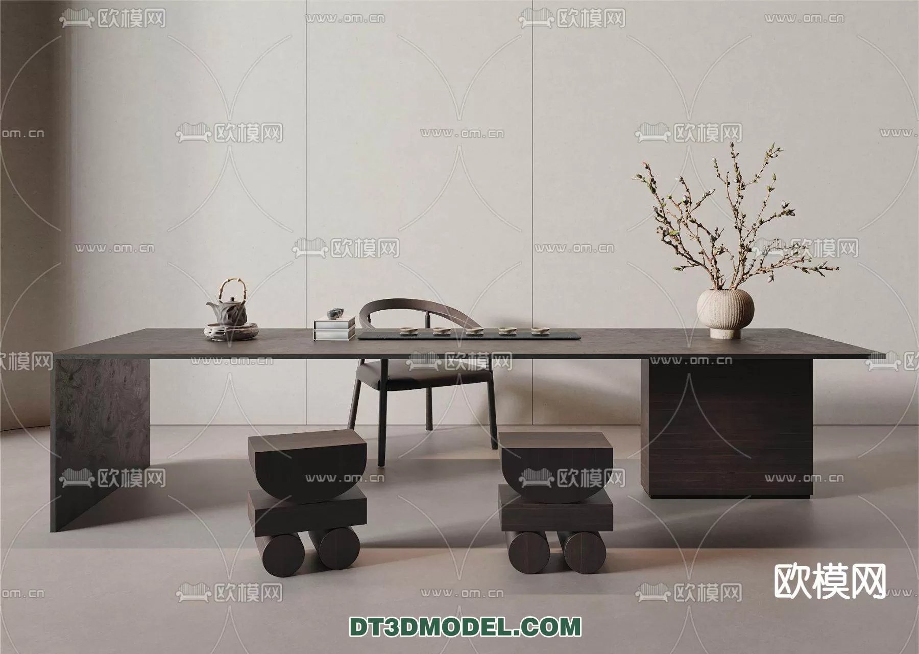WABI SABI STYLE 3D MODELS – DINING TABLE – 0165