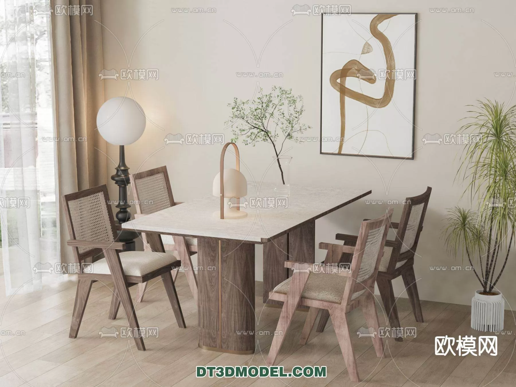 WABI SABI STYLE 3D MODELS – DINING TABLE – 0180