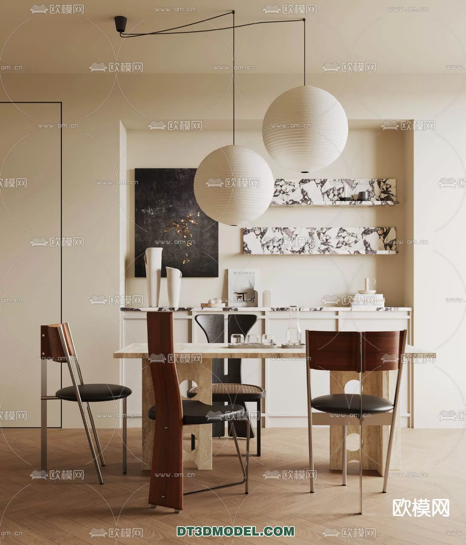 WABI SABI STYLE 3D MODELS – DINING TABLE – 0189