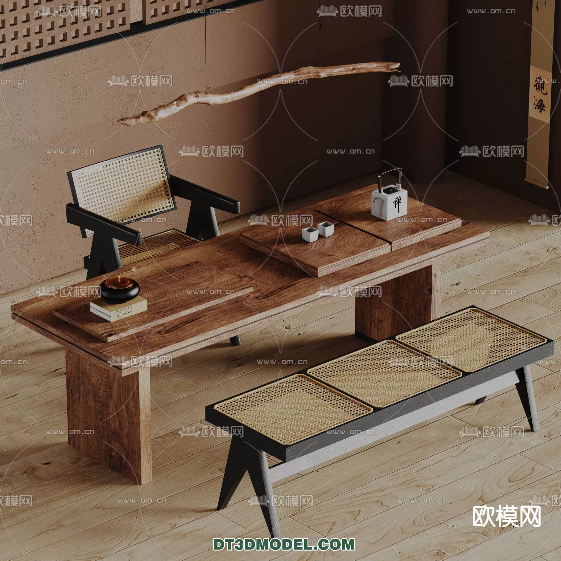 WABI SABI STYLE 3D MODELS – DINING TABLE – 0196
