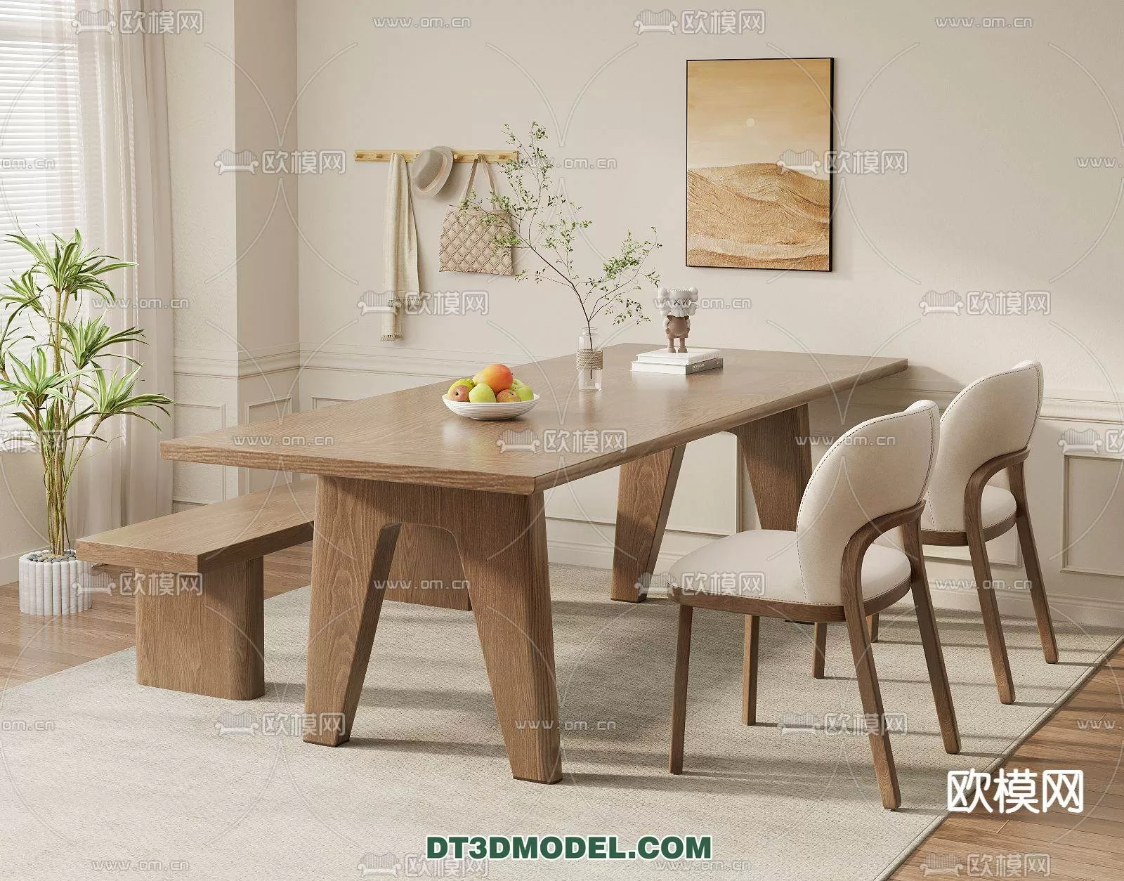WABI SABI STYLE 3D MODELS – DINING TABLE – 0208