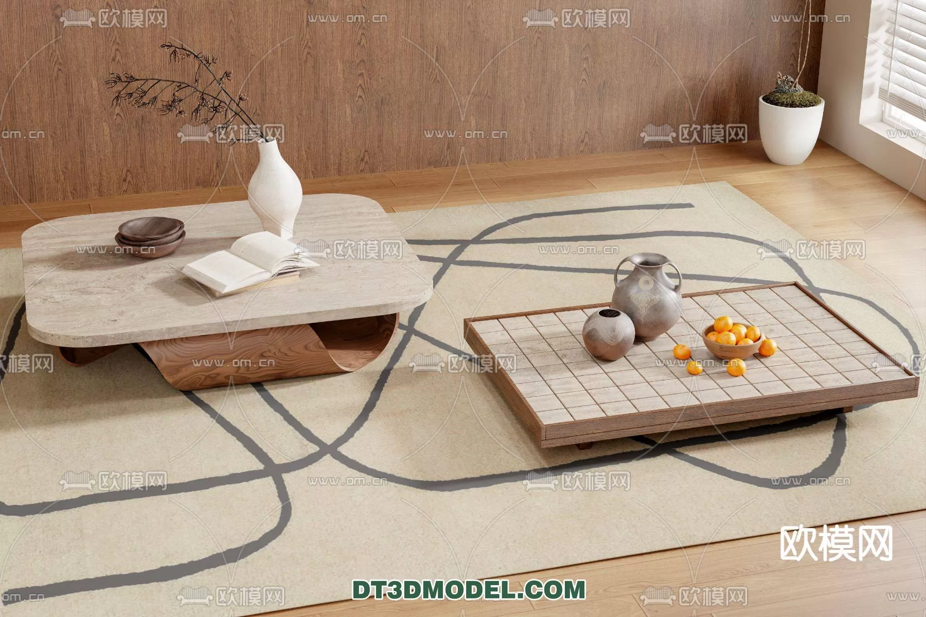 WABI SABI STYLE 3D MODELS – TEA TABLE – 0041