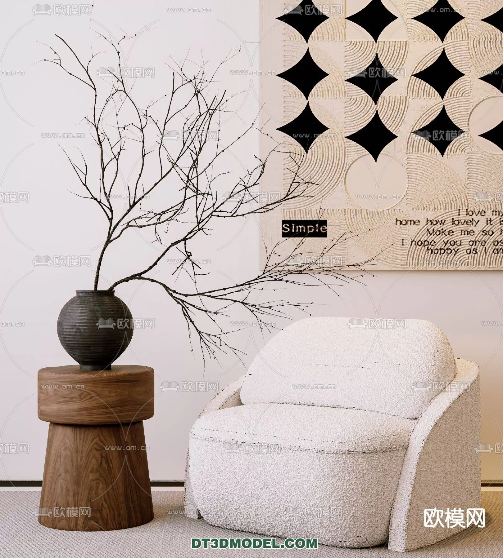 WABI SABI STYLE 3D MODELS – CHAIR – ARMCHAIR – 0134