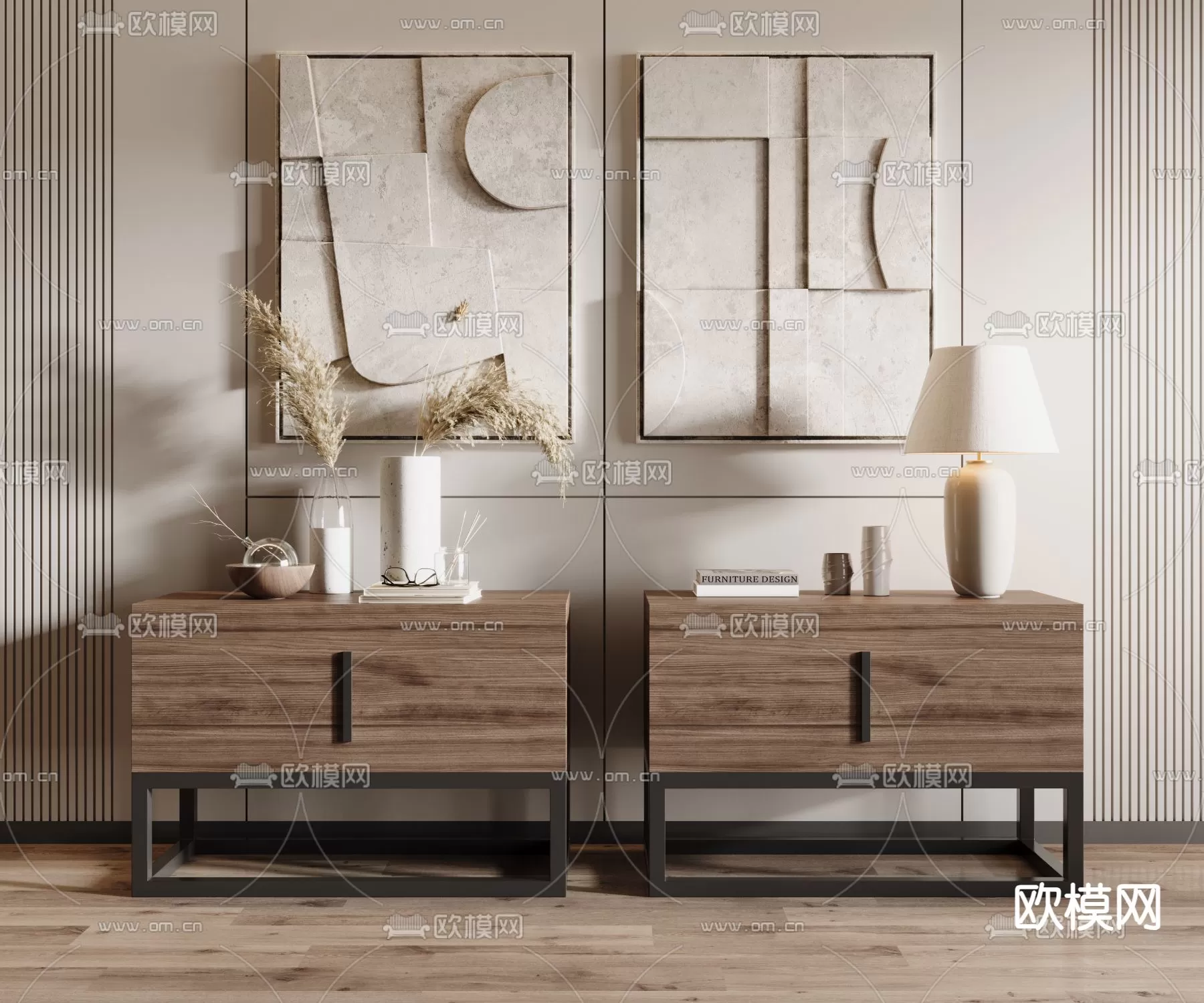 WABI SABI STYLE 3D MODELS – BEDSIDE TABLES – 0015