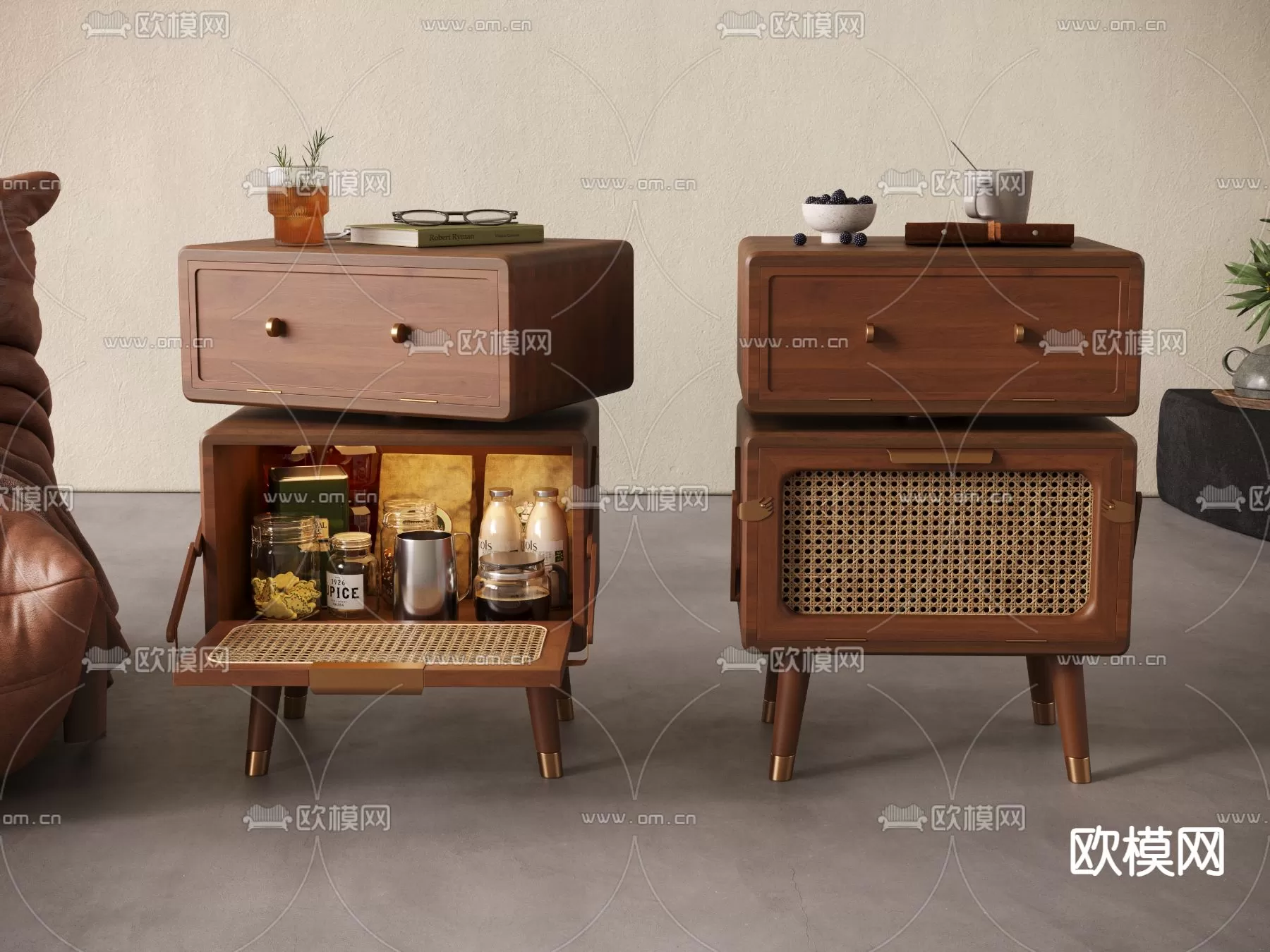 WABI SABI STYLE 3D MODELS – BEDSIDE TABLES – 0017