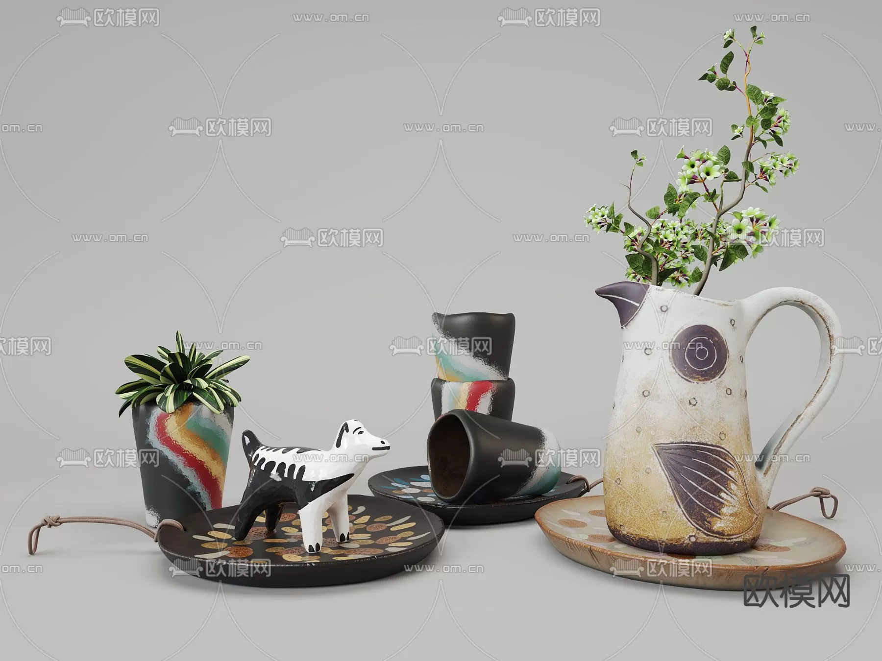WABI SABI STYLE 3D MODELS – DECOR SETS – 0054