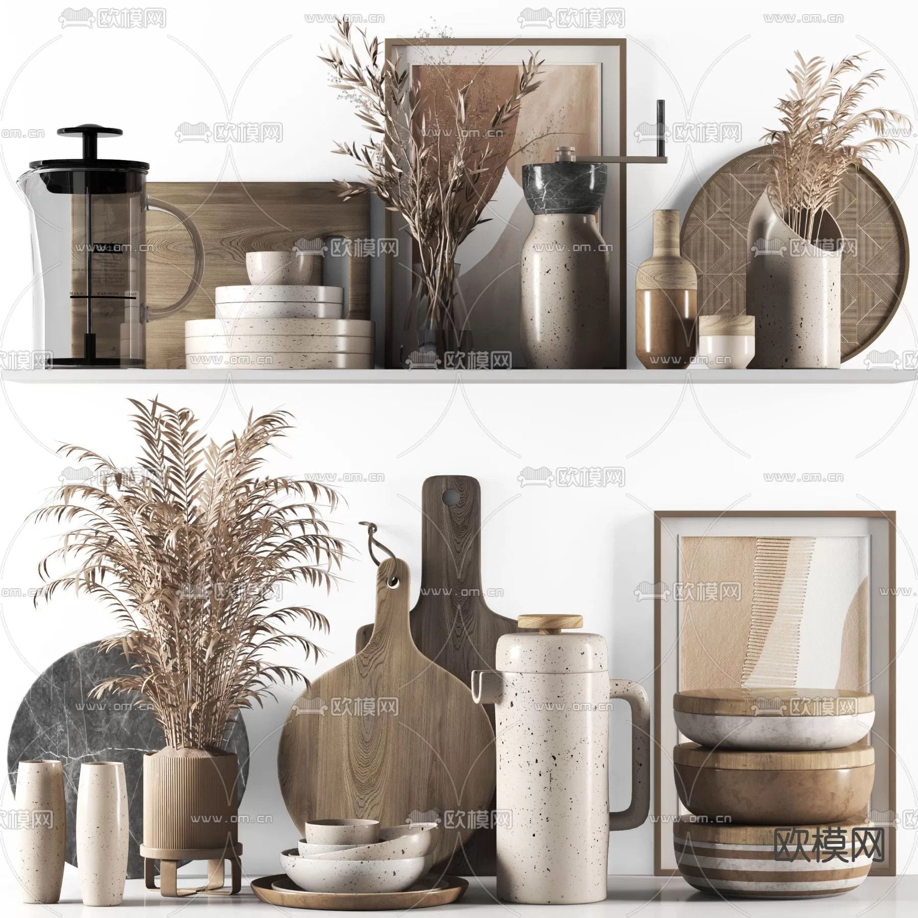 WABI SABI STYLE 3D MODELS – DECOR SETS – 0110