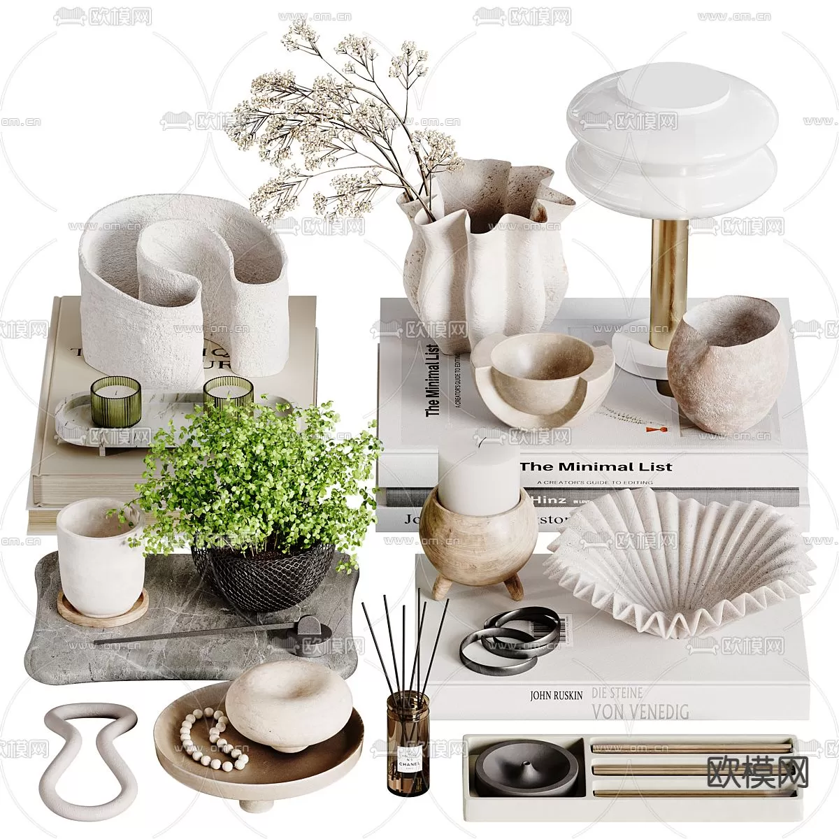 WABI SABI STYLE 3D MODELS – DECOR SETS – 0128