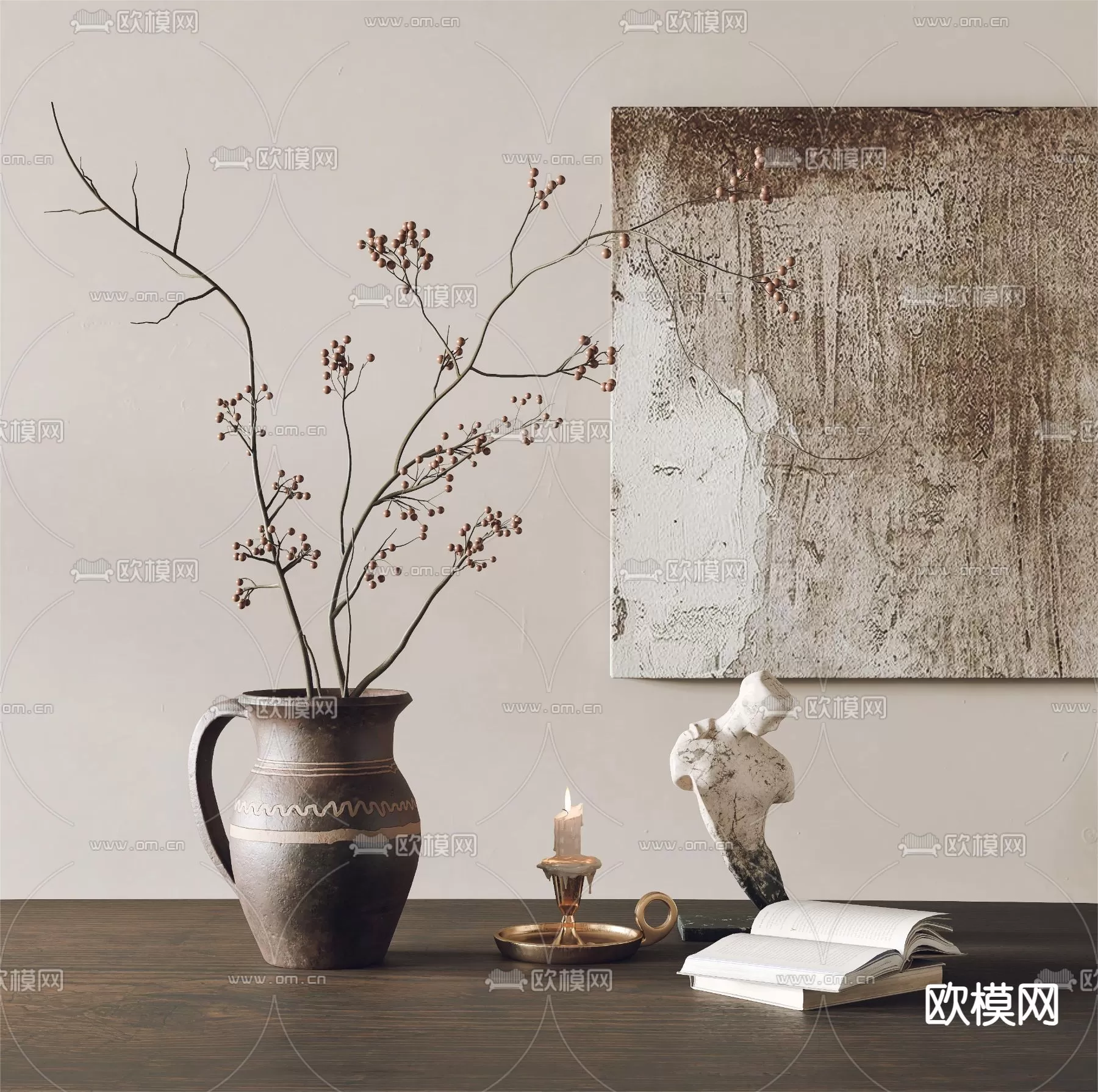WABI SABI STYLE 3D MODELS – DECOR SETS – 0132
