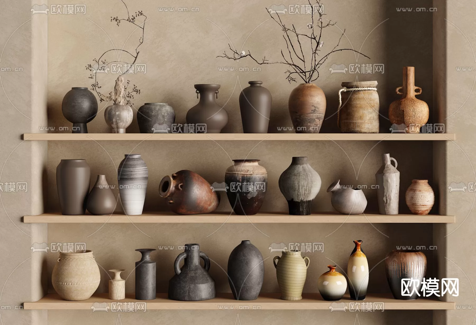 WABI SABI STYLE 3D MODELS – DECOR SETS – 0229