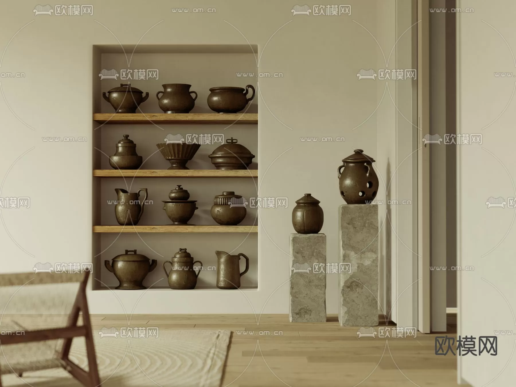 WABI SABI STYLE 3D MODELS – DECOR SETS – 0245