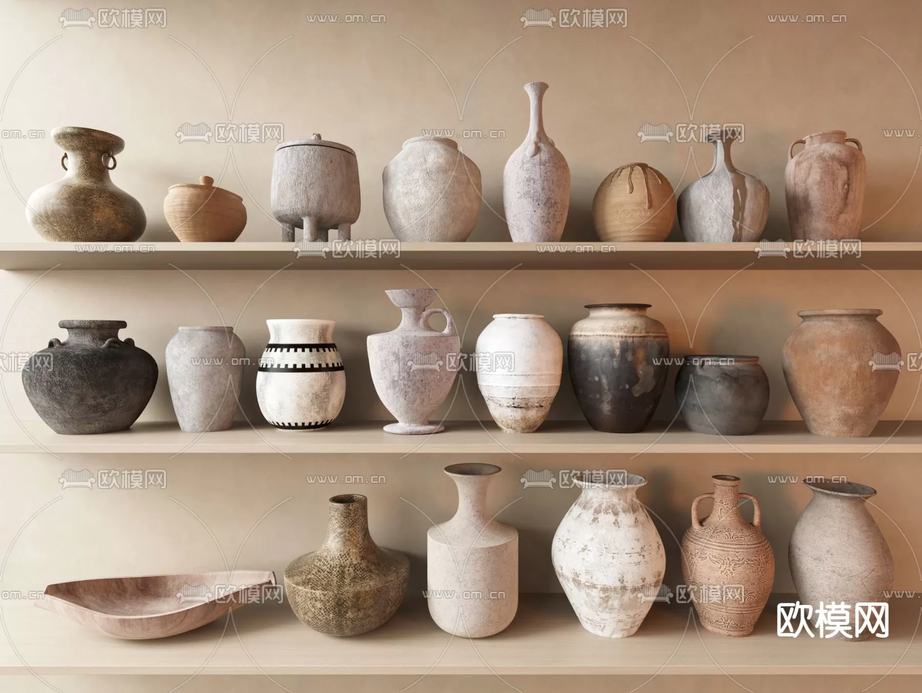 WABI SABI STYLE 3D MODELS – DECOR SETS – 0253