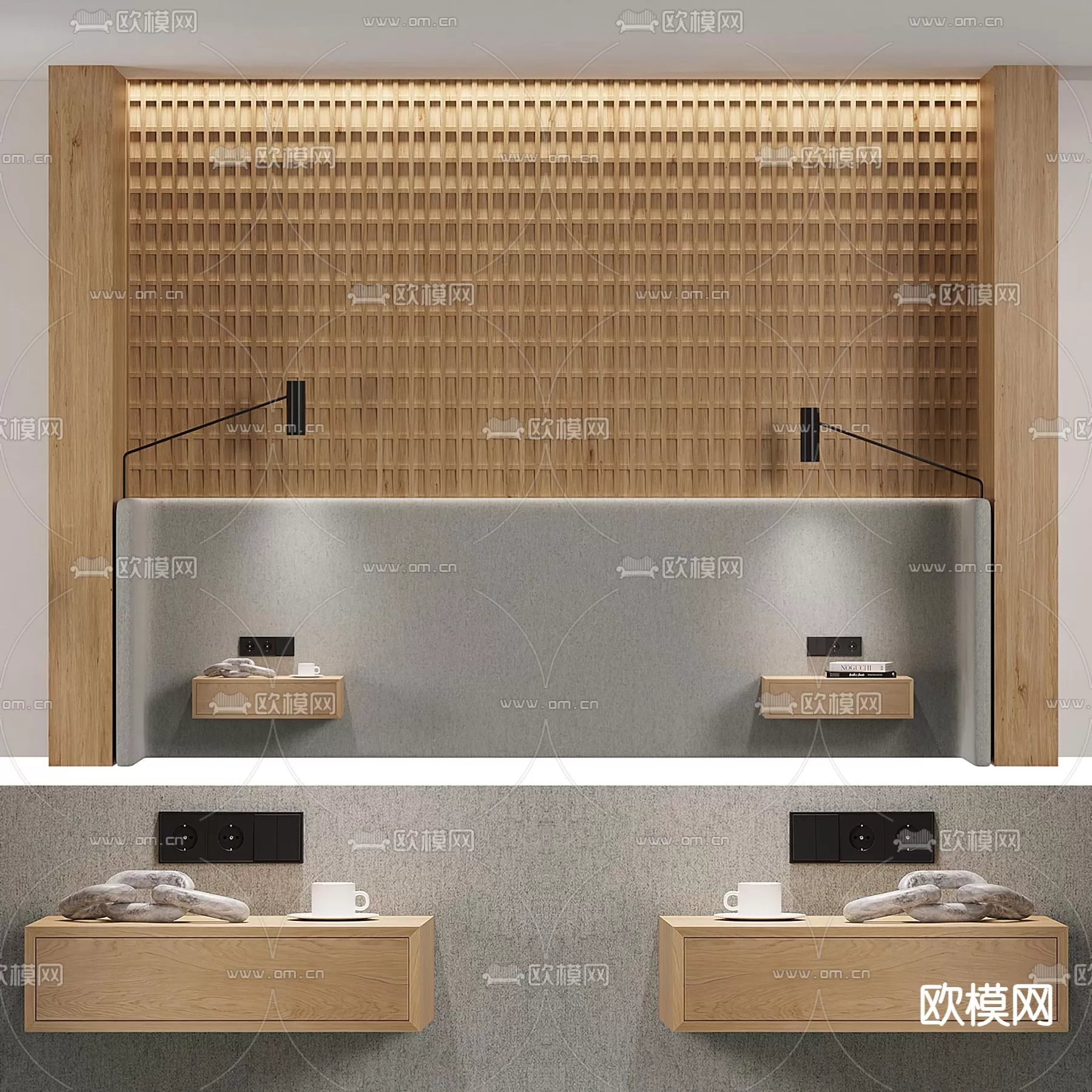 WABI SABI STYLE 3D MODELS – BED-PANELS – 0002