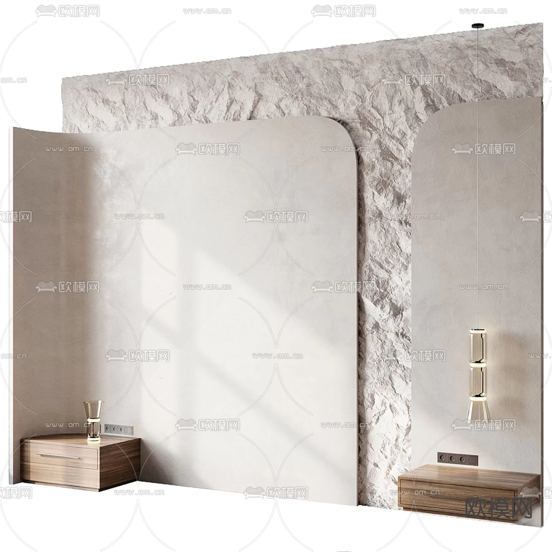 WABI SABI STYLE 3D MODELS – BED-PANELS – 0007