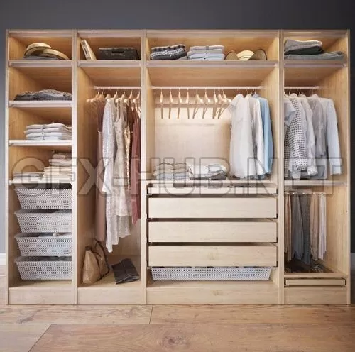 Clothes in the closet section D 4-4 3D model – 210885