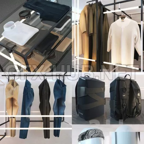 Clothing and accessories for the store 3d model – 210895