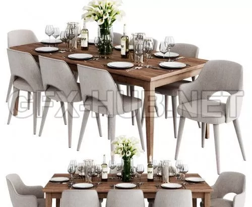 Coco Republic Dinning Set 3d model – 210963
