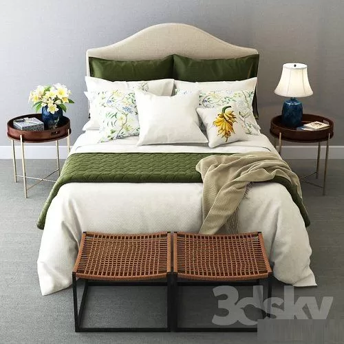 Colonial Style Bedroom Set 3D Model – 211123