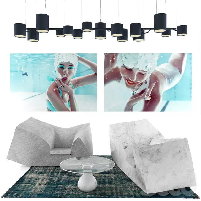 Compression Sofa by Moooi in marble and textile – 211199