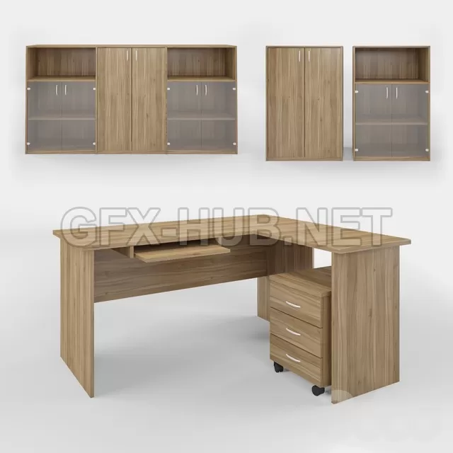 Computer Desk and Storage Set 3D Models Vray – 211205