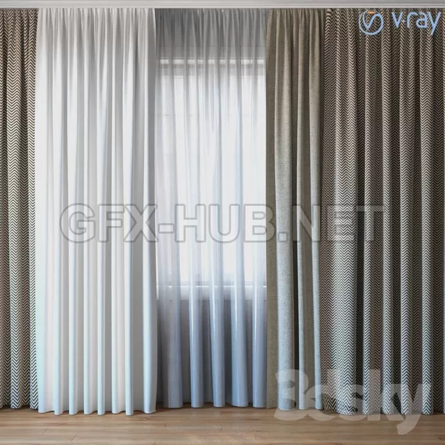 Curtains With Tulle V-ray Set 03 – 211747
