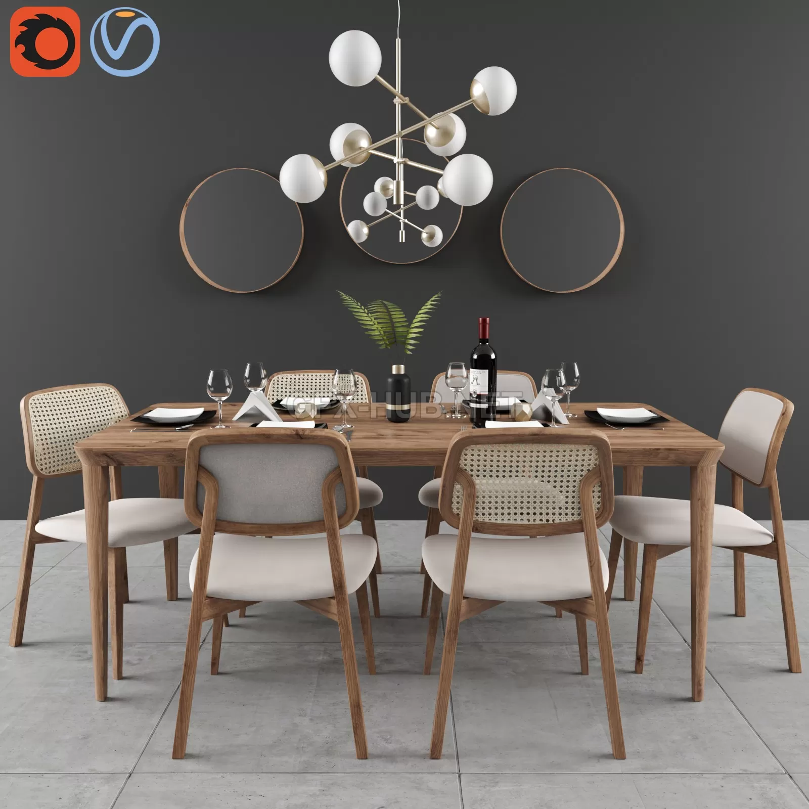 Dining set Lider with mirror ESPELHO LIP – 212623