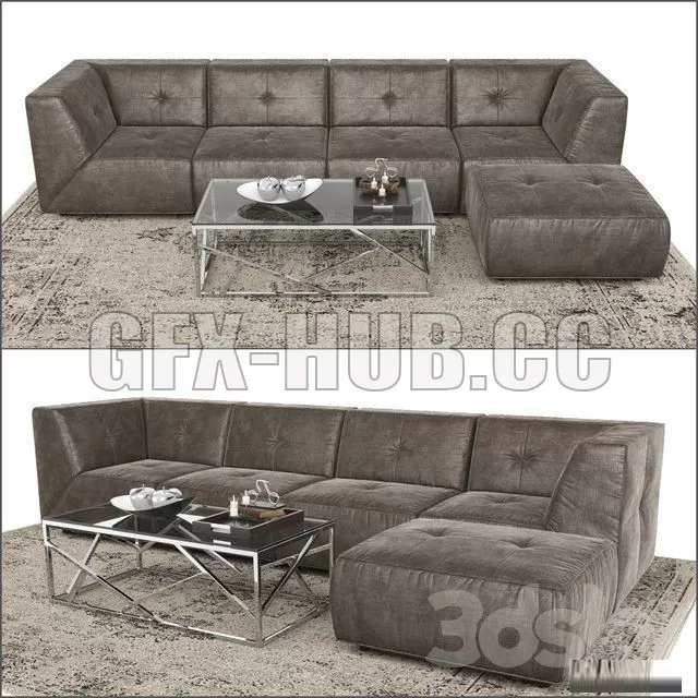 Divani Casa Sectional Sofa and Ottoman – 212791