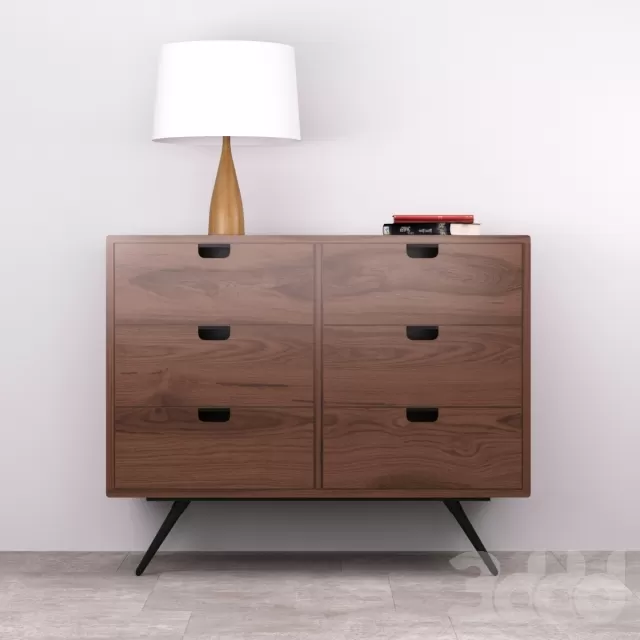 Dresser commode credenza in Oak with wood table lamp – 213077