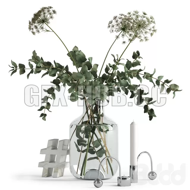 Eucalyptus and Anna’s lace with decor – 213901