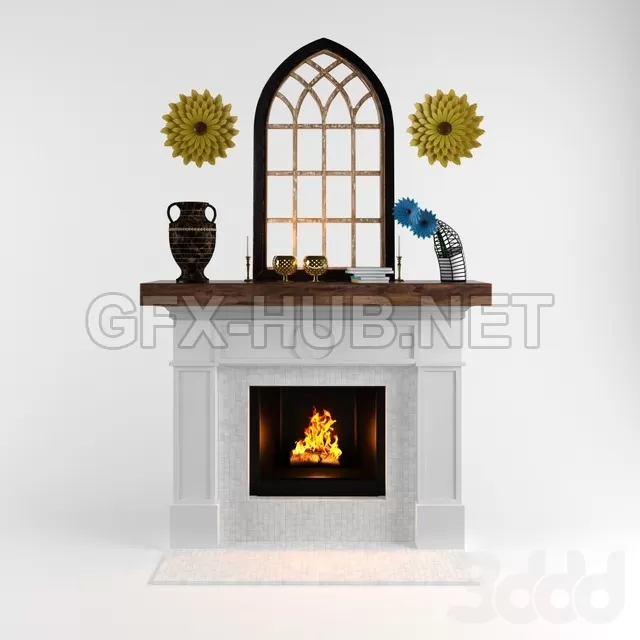 Fireplace with Decorative stuff – 214469