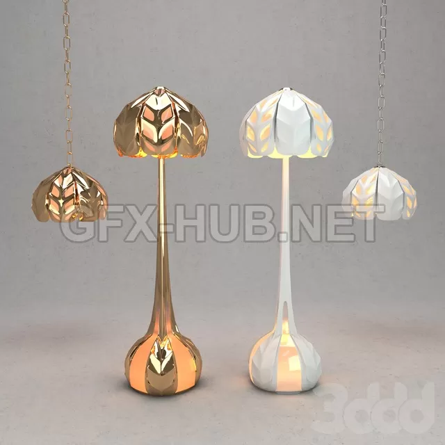 Floor lamp and Ceiling light 3D model – 214619 Floor lamp and Ceiling light 3D model – 214619