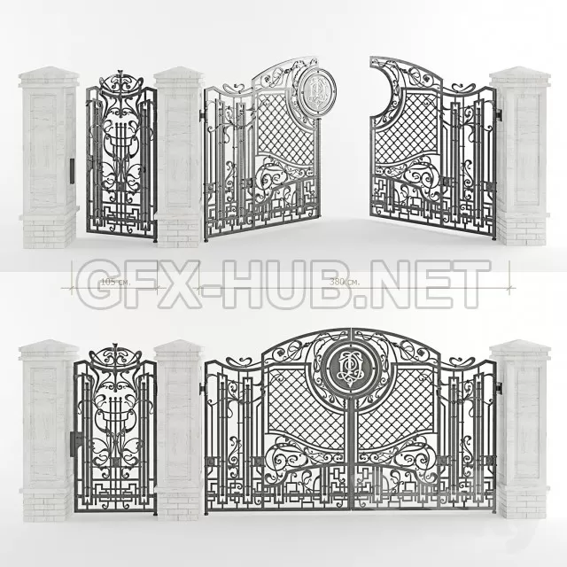 Forged gate with a gate and pillars – 214819