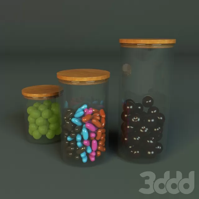 [3DSKY] Glass Bottles With Bamboo Cap - 215465 | NEW UPDATE 2023