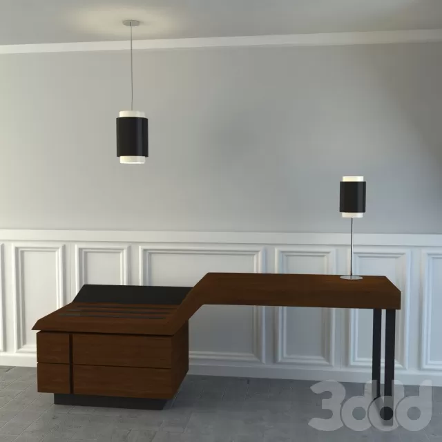 Hotel Desk with Lamps – 216551