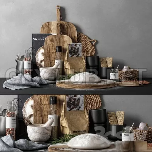 Kitchen decor set 02 3d model – 217897