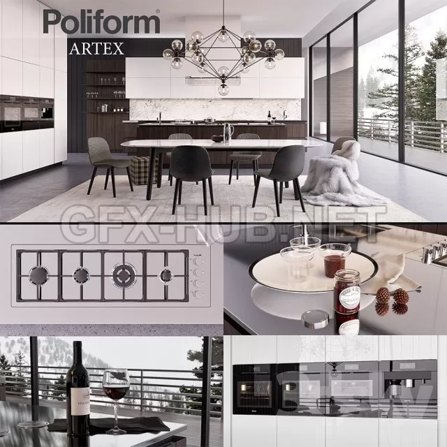 Kitchen Poliform Varenna Artex 3 (vray GGXcorona PBR) – 217943