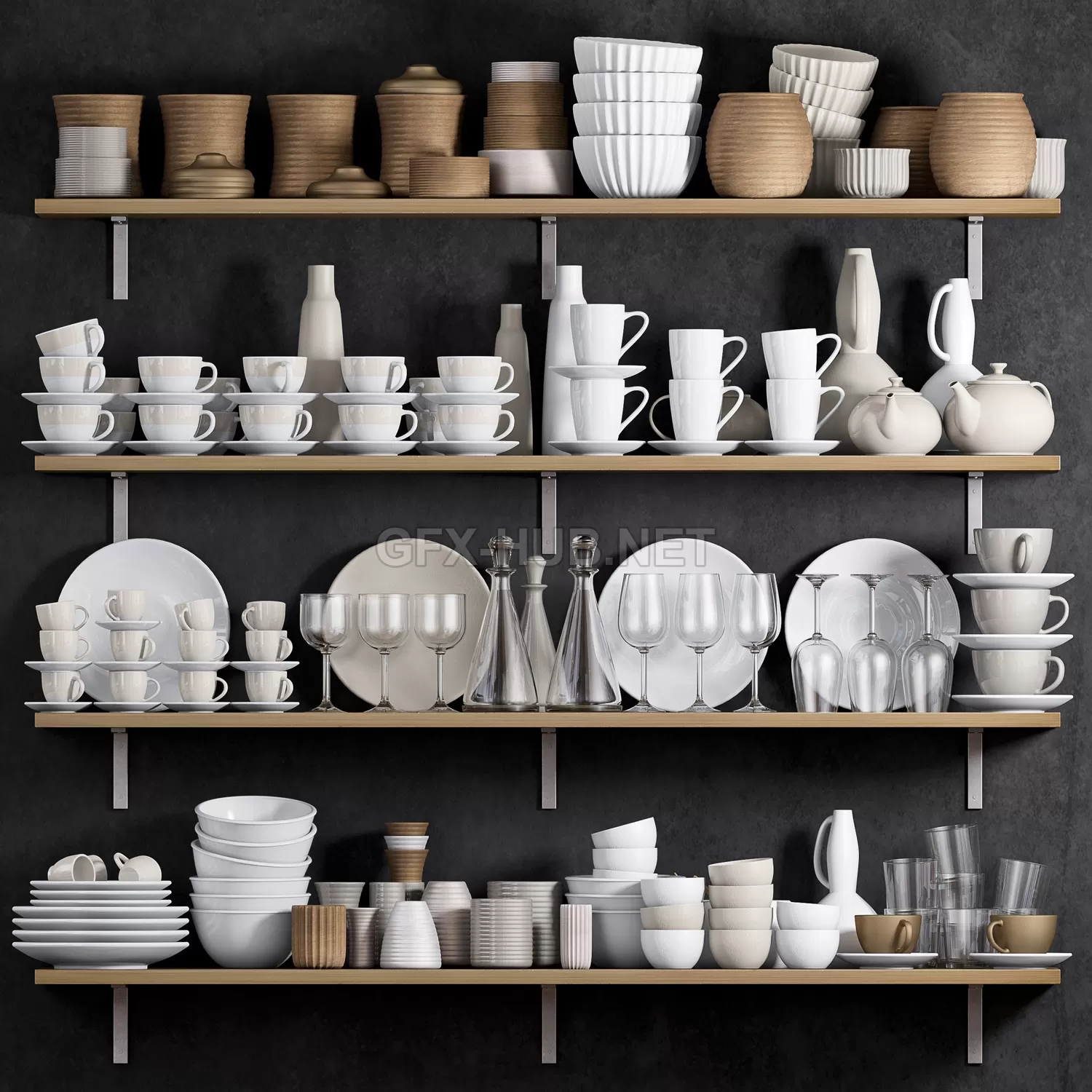 KITCHEN SHELF WITH UTENSILS 3d Model – 217979