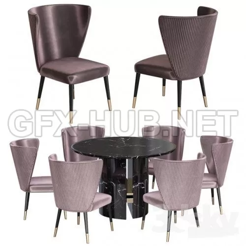 Minotti Chair and table 3d model – 220219
