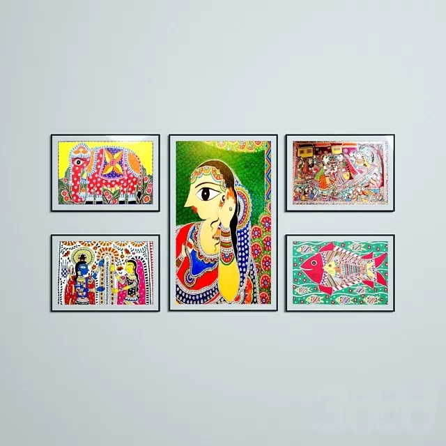 Mithila Art 5 set painting – 220437