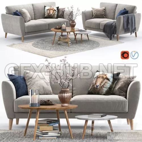 Pohjanmaan Aria Sofa and Rug SKARRESO IKEA 3D model – 222753