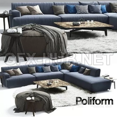 Poliform Soho corner sofa Elise Mad Tribeca Coffe Table – 222857