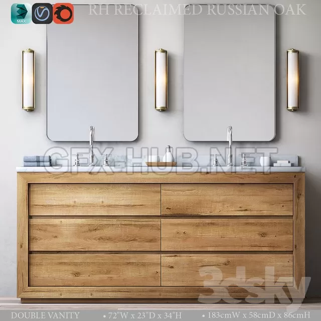 RECLAIMED RUSSIAN OAK DOUBLE VANITY – 223545