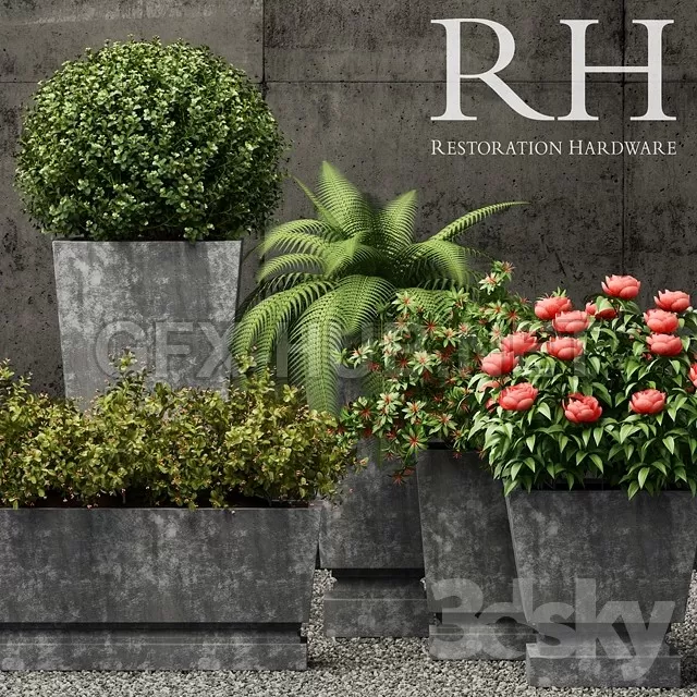 Restoration Hardware pedestal sheet metal planters – 223741