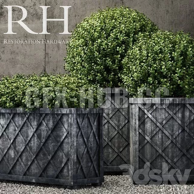 Restoration Hardware weathered steel lattice planters – 223771
