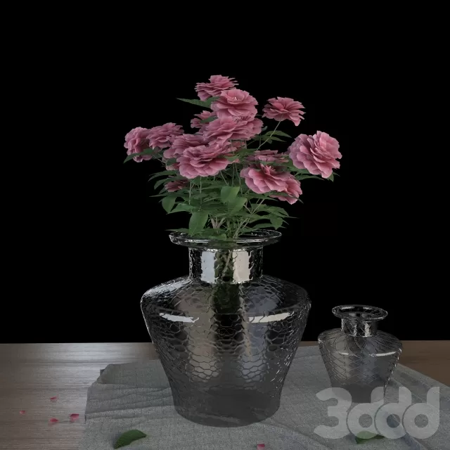 Roses Flower set with two vases – 224199